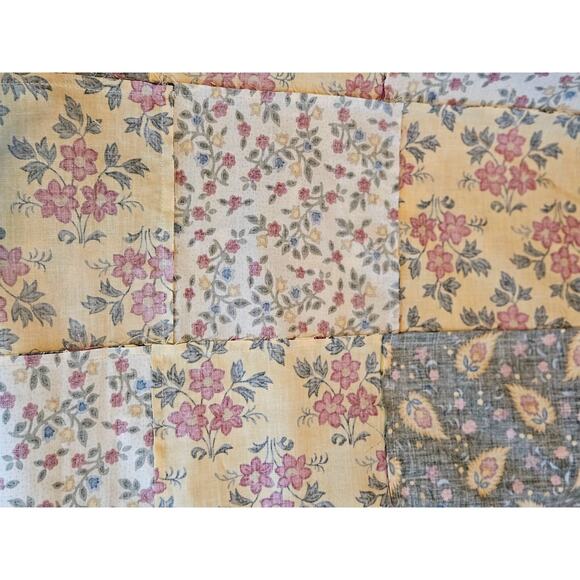 Hand pieced Lap Throw Blanket Topper 100% Cotton, 4.5'x4', NEW 6"x6" square Fall - Picture 7 of 9